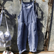 Darya | Women's Striped Bib Overalls with Pockets
