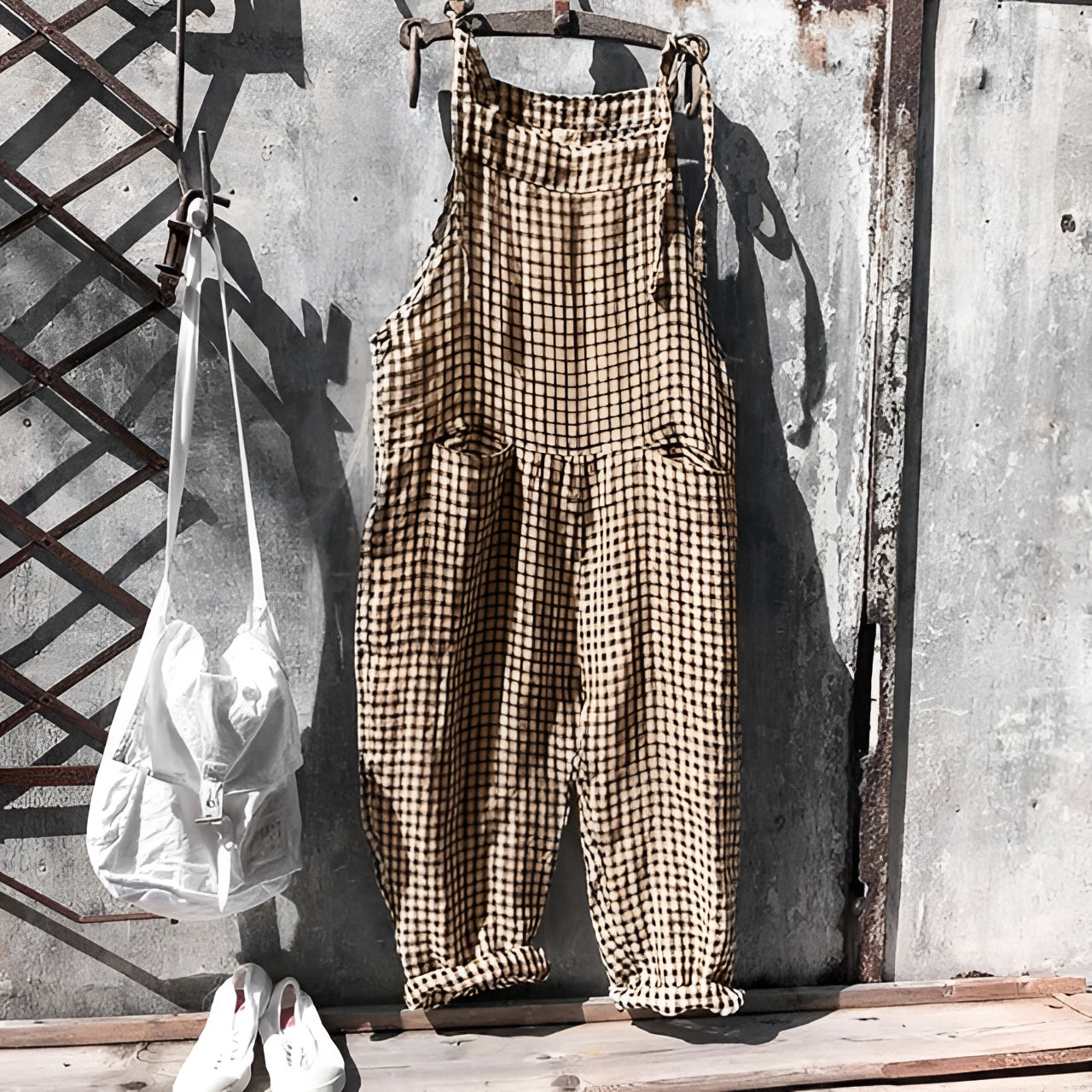 Darya | Women's Striped Bib Overalls with Pockets