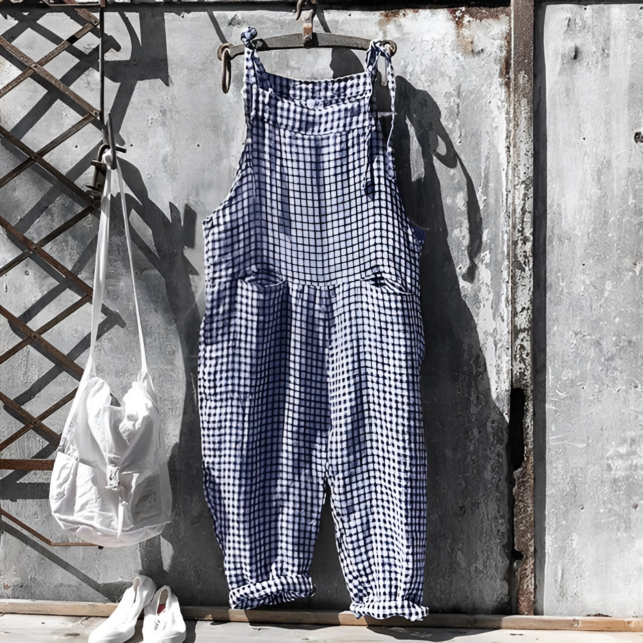 Darya | Women's Striped Bib Overalls with Pockets