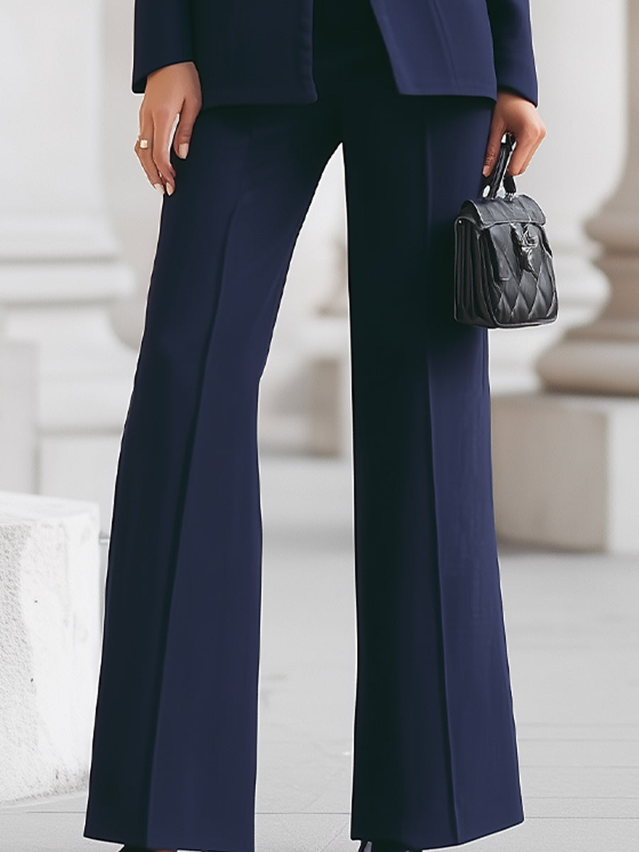 Celeste | Women's Stand Collar Blazer & Wide Leg Pants Suit Set