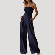 Elowyn | Women's Strapless Wide Leg Jumpsuit