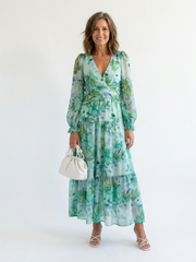 Emilia | Women's V Neck Long Sleeve Floral Maxi Dress