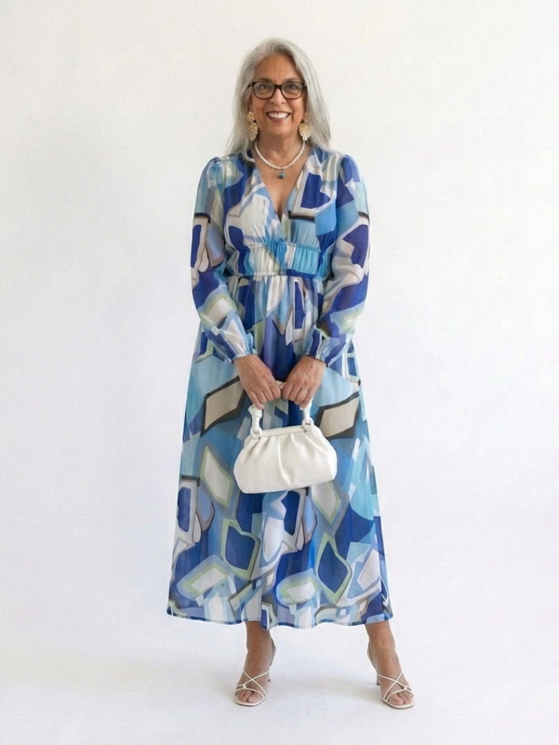 Emilia | Women's V Neck Long Sleeve Floral Maxi Dress