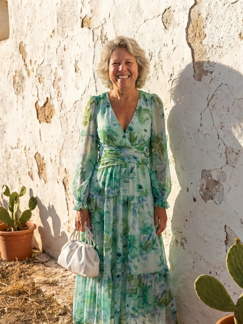 Emilia | Women's V Neck Long Sleeve Floral Maxi Dress