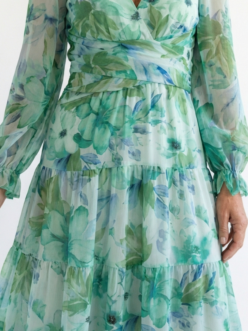 Emilia | Women's V Neck Long Sleeve Floral Maxi Dress