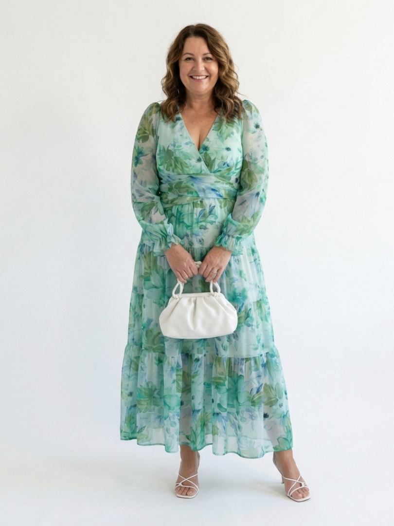 Emilia | Women's V Neck Long Sleeve Floral Maxi Dress