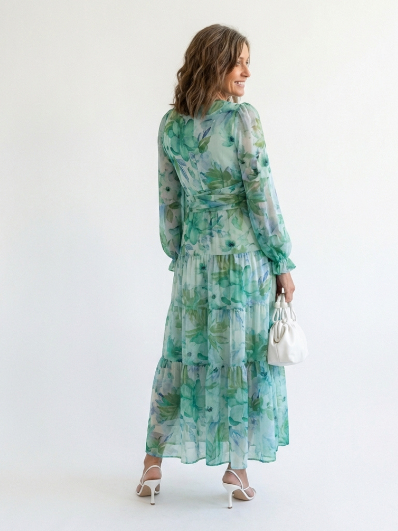 Emilia | Women's V Neck Long Sleeve Floral Maxi Dress