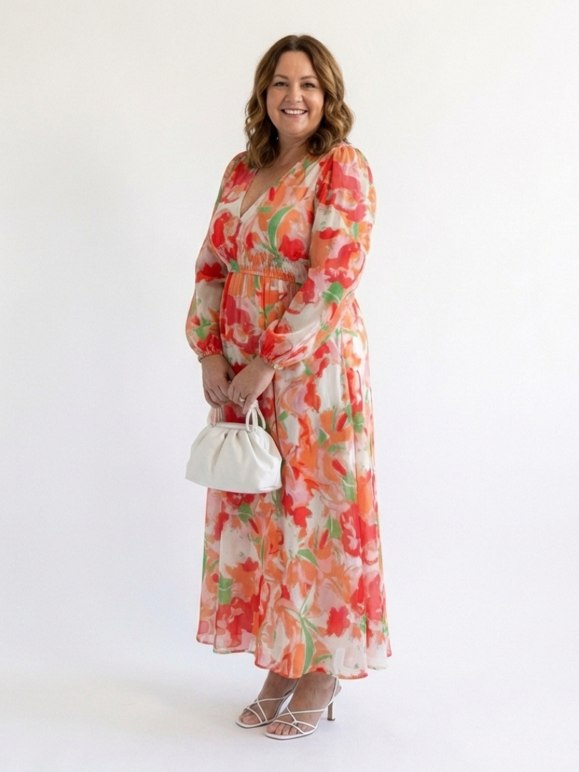 Emilia | Women's V Neck Long Sleeve Floral Maxi Dress