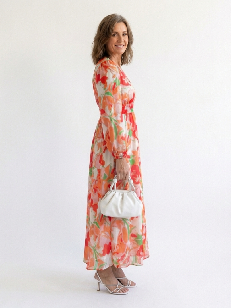 Emilia | Women's V Neck Long Sleeve Floral Maxi Dress