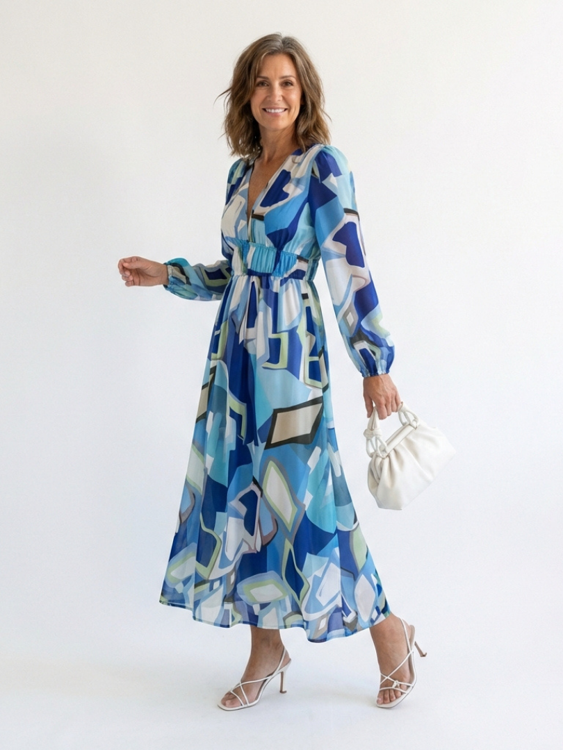 Emilia | Women's V Neck Long Sleeve Floral Maxi Dress