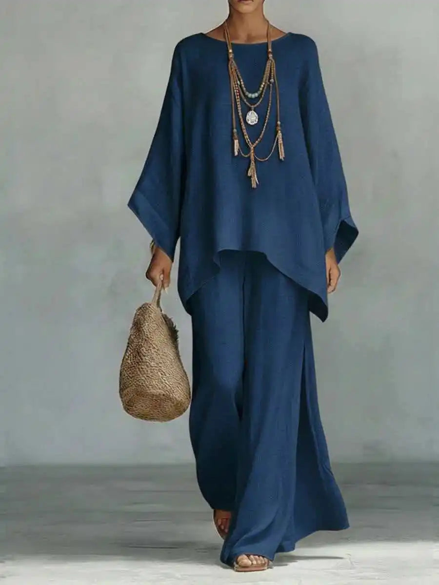 Evangeline | Women's Asymmetrical Top Wide Leg Pants Set