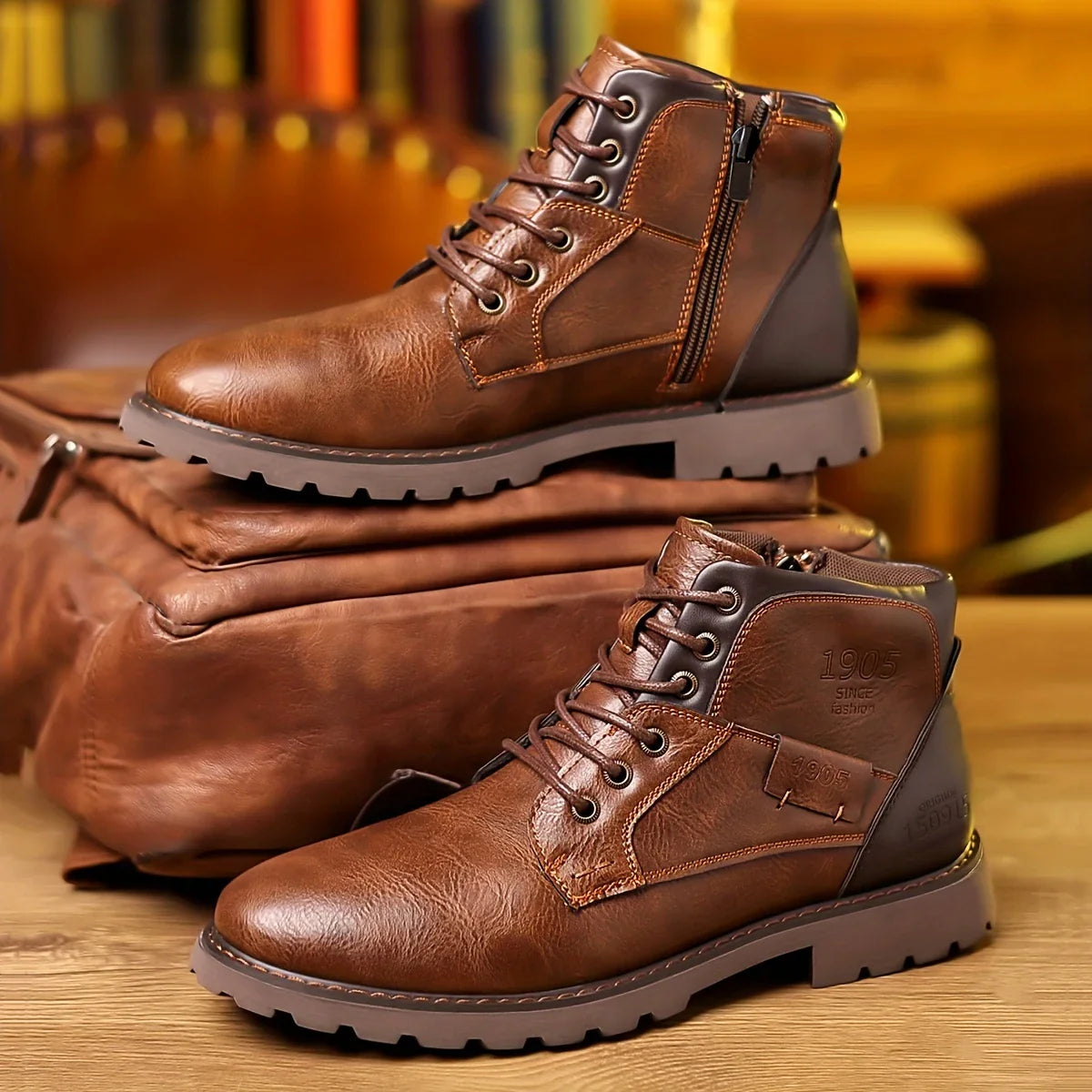 BRAVEMARK™ — MEN’S CASUAL LACE-UP BOOTS WITH ZIPPER