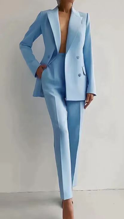 Scarlett | Women's Double Breasted Blazer & Slim Pants Suit Set