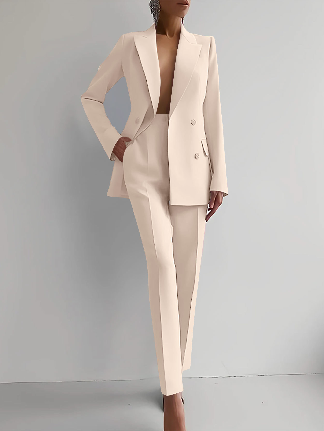 Scarlett | Women's Double Breasted Blazer & Slim Pants Suit Set