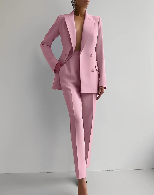 Scarlett | Women's Double Breasted Blazer & Slim Pants Suit Set