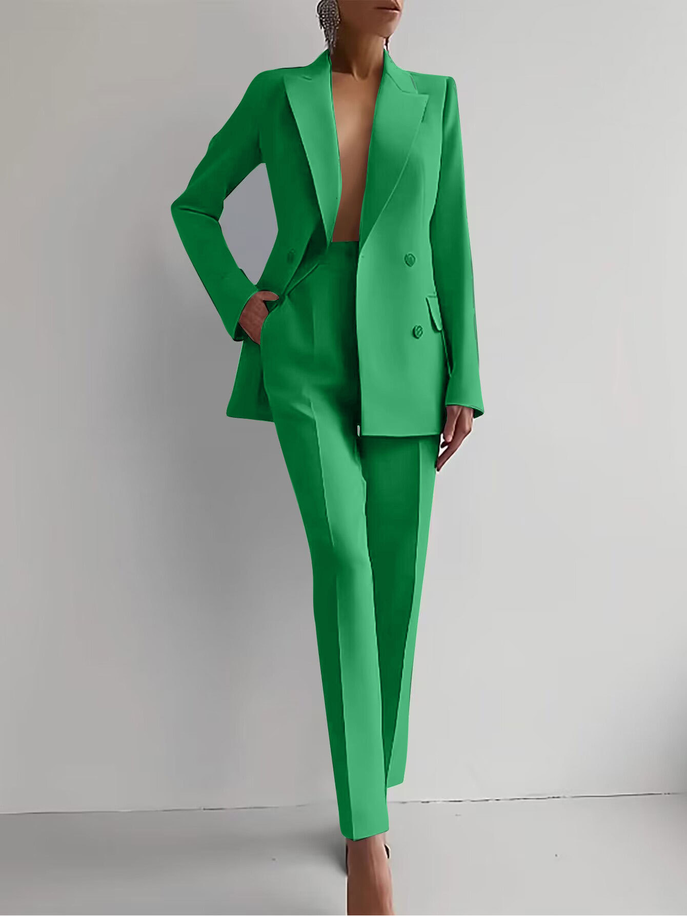 Scarlett | Women's Double Breasted Blazer & Slim Pants Suit Set
