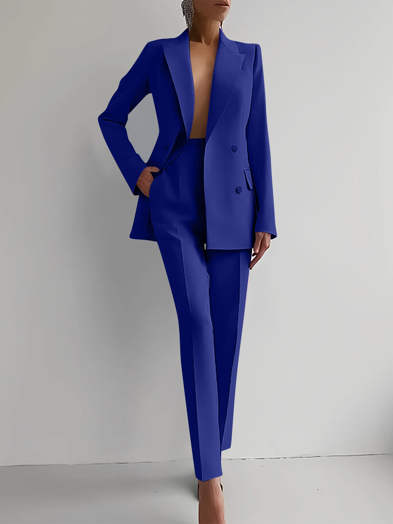 Scarlett | Women's Double Breasted Blazer & Slim Pants Suit Set