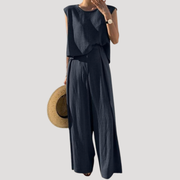 Imara | Women's Sleeveless Top Wide Leg Pants Set