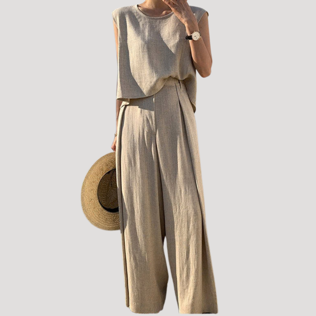 Imara | Women's Sleeveless Top Wide Leg Pants Set