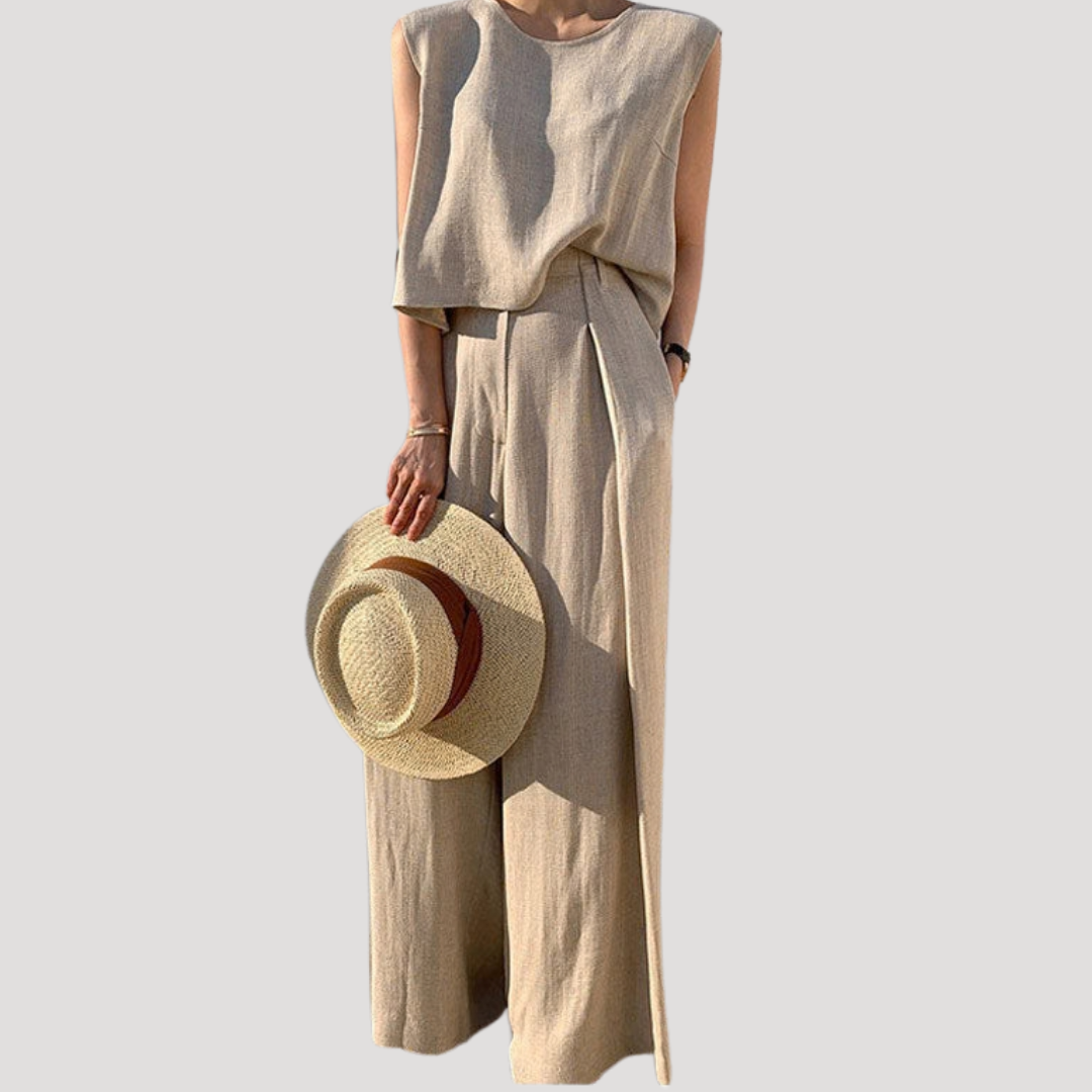 Imara | Women's Sleeveless Top Wide Leg Pants Set