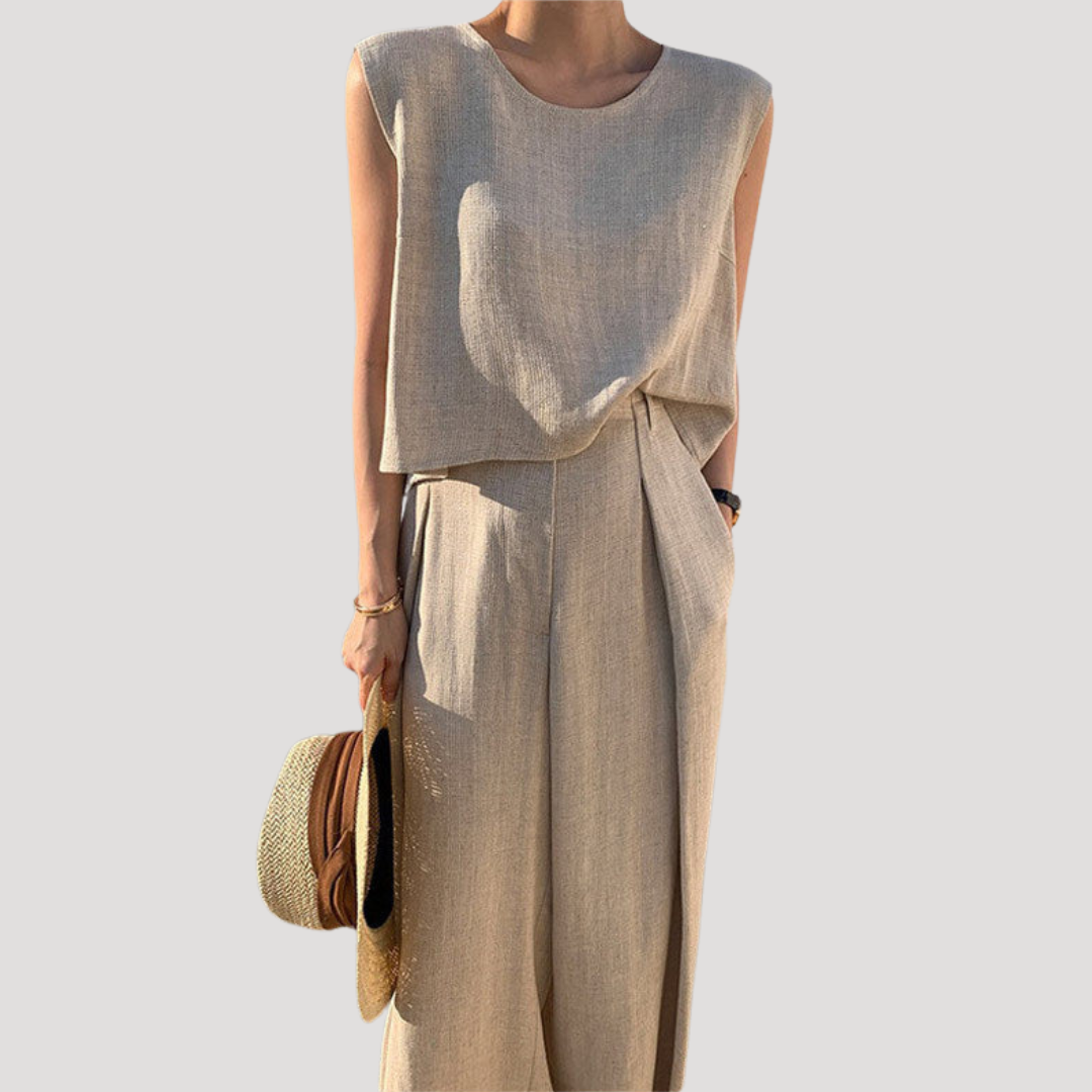 Imara | Women's Sleeveless Top Wide Leg Pants Set