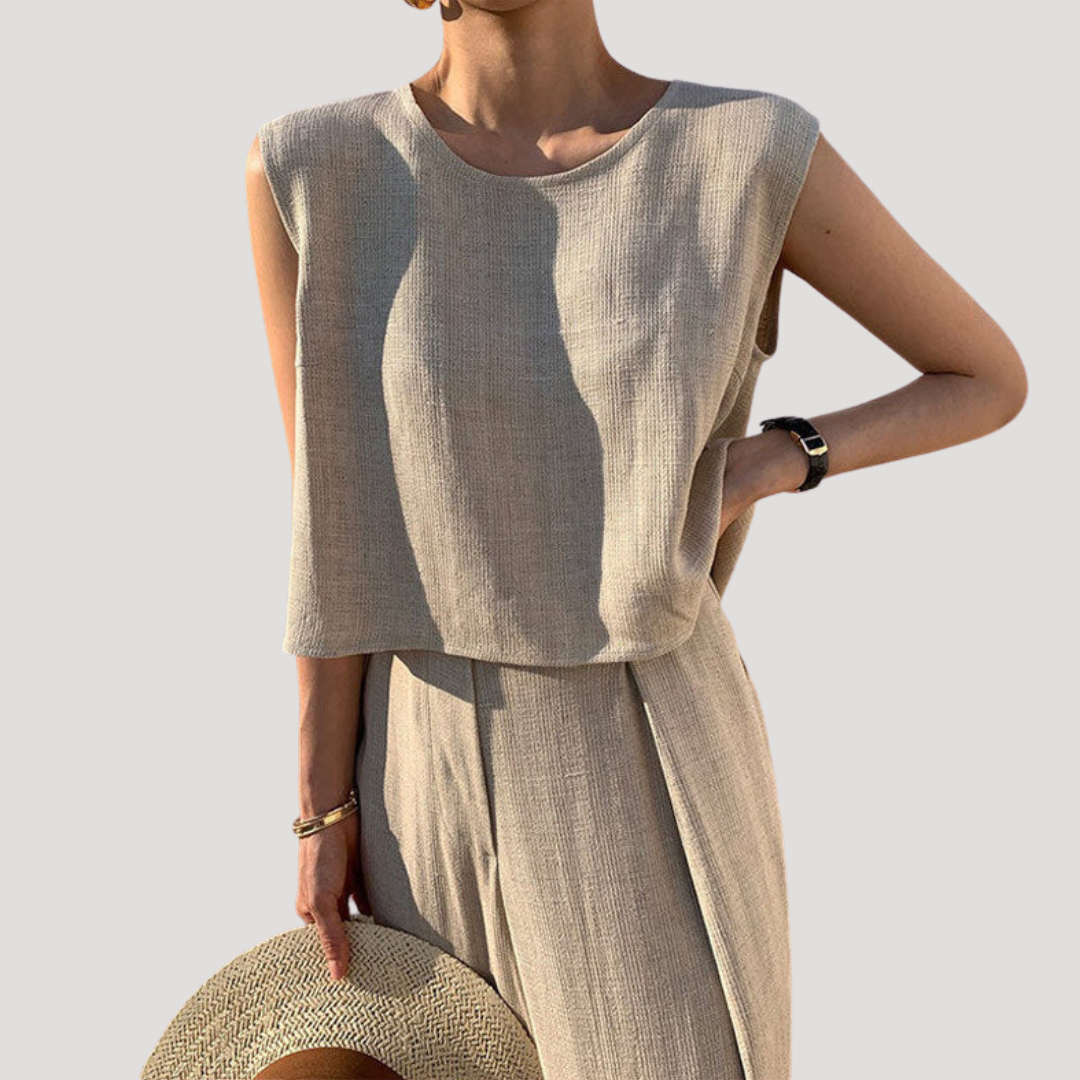 Imara | Women's Sleeveless Top Wide Leg Pants Set