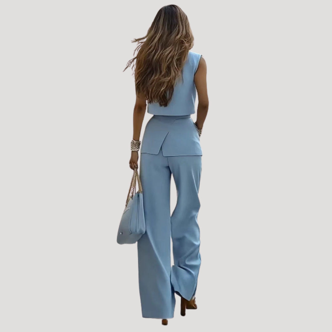Juniper | Women's Sleeveless Blazer Vest Wide Leg Pants Set