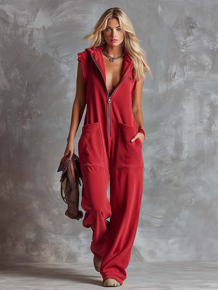 Kendra | Women's Hooded Sleeveless Jumpsuit