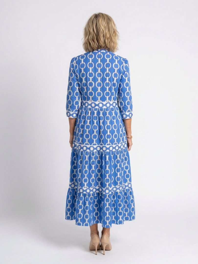 Keziah | Women's Chain Print 3/4 Sleeve Midi Dress