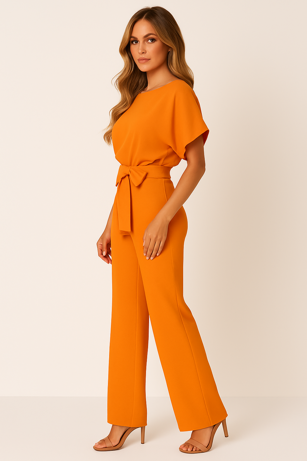 Lena | Women's Batwing Short Sleeve Belted Jumpsuit