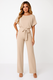 Lena | Women's Batwing Short Sleeve Belted Jumpsuit