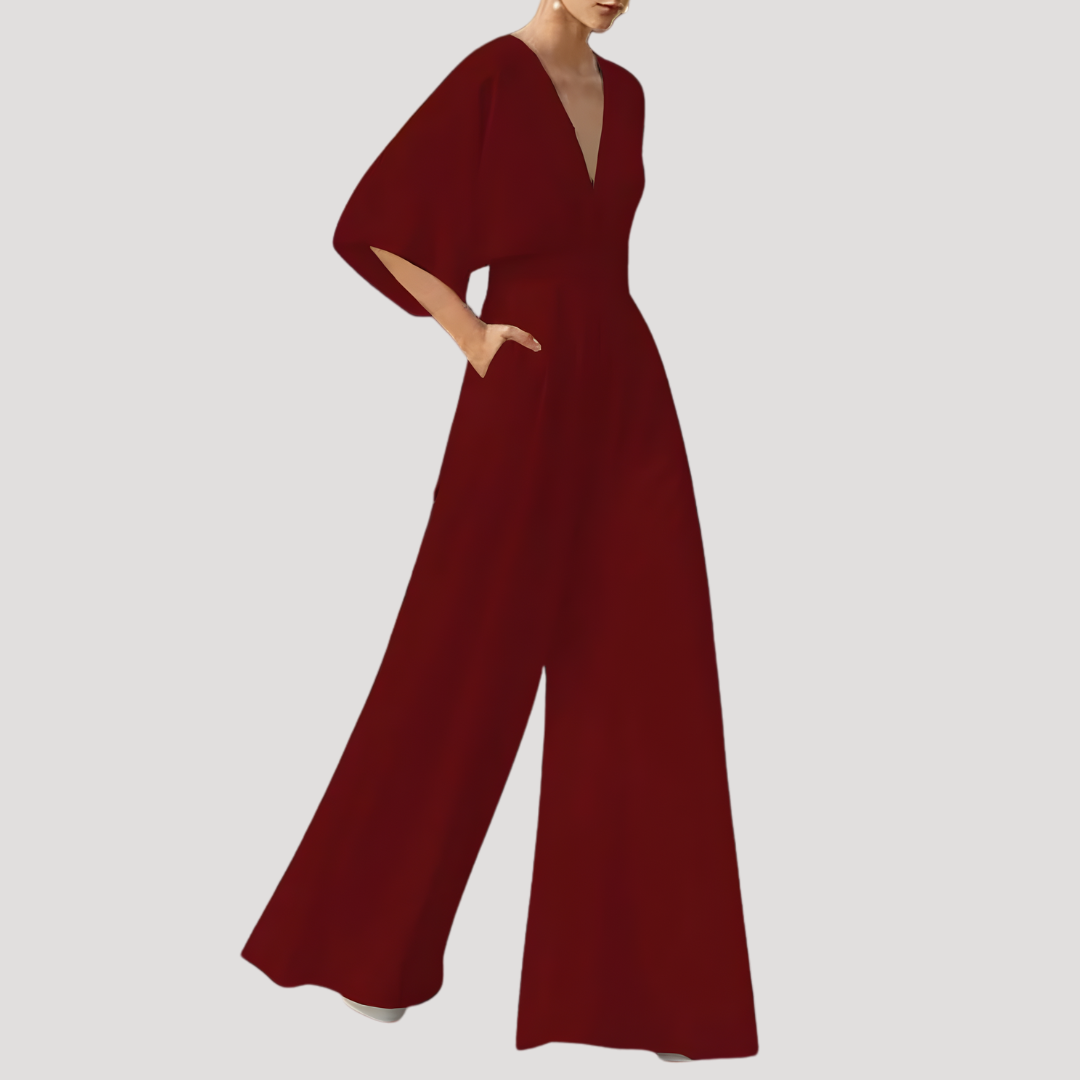 Leonie | Women's V Neck Wide Leg Jumpsuit