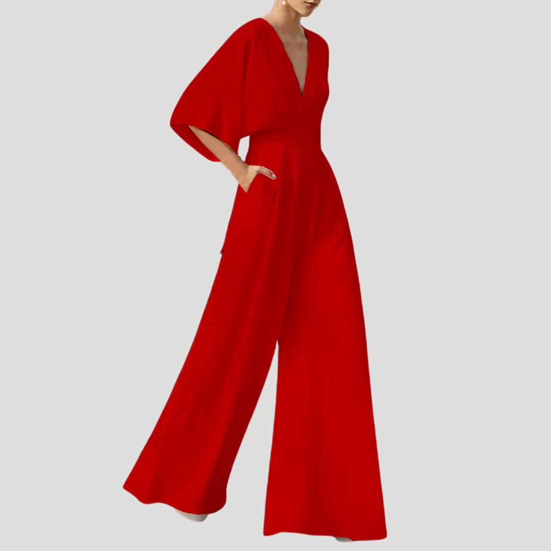 Leonie | Women's V Neck Wide Leg Jumpsuit