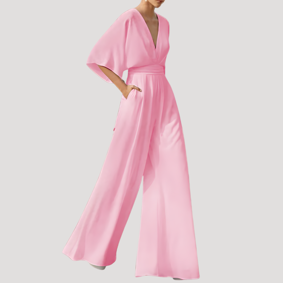 Leonie | Women's V Neck Wide Leg Jumpsuit