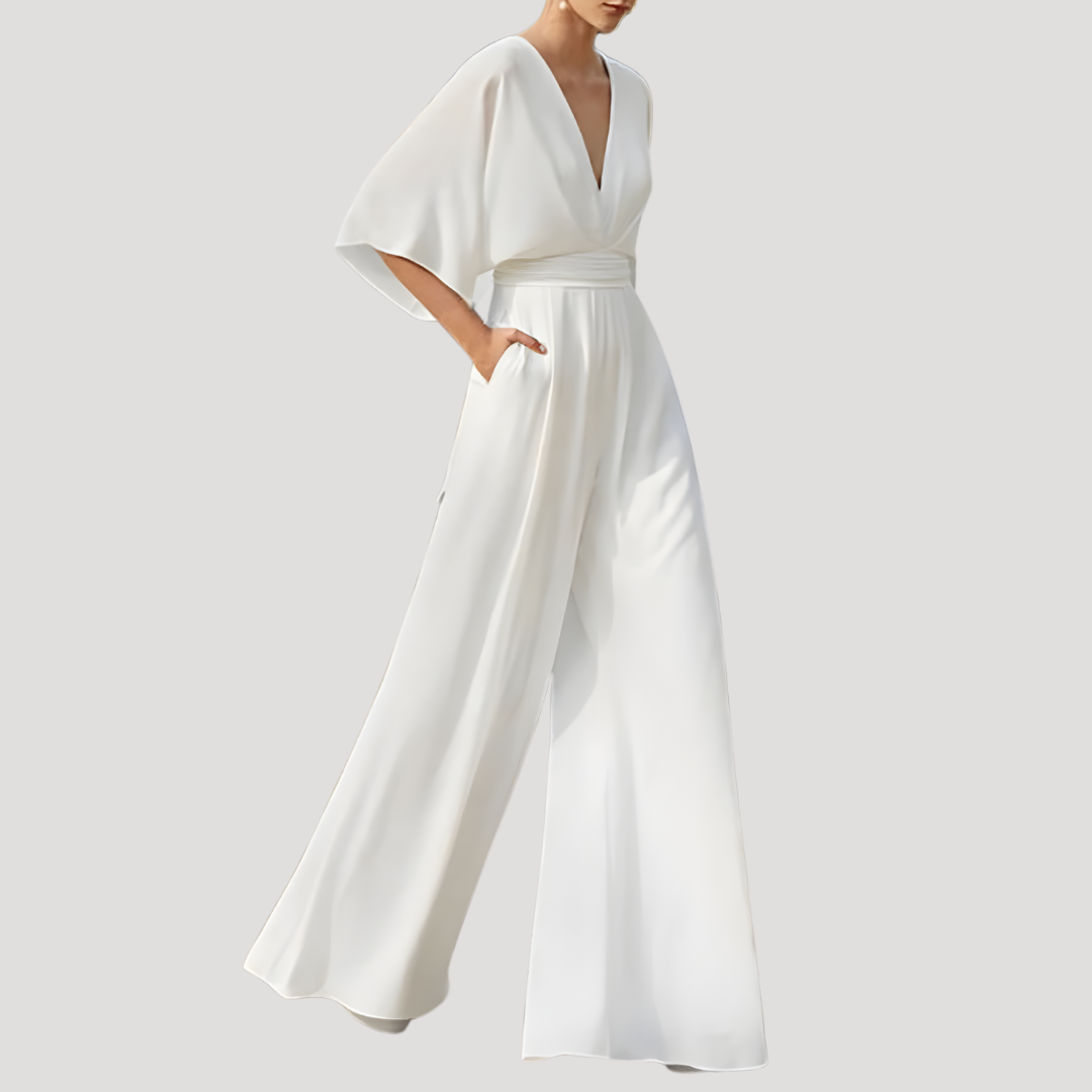 Leonie | Women's V Neck Wide Leg Jumpsuit