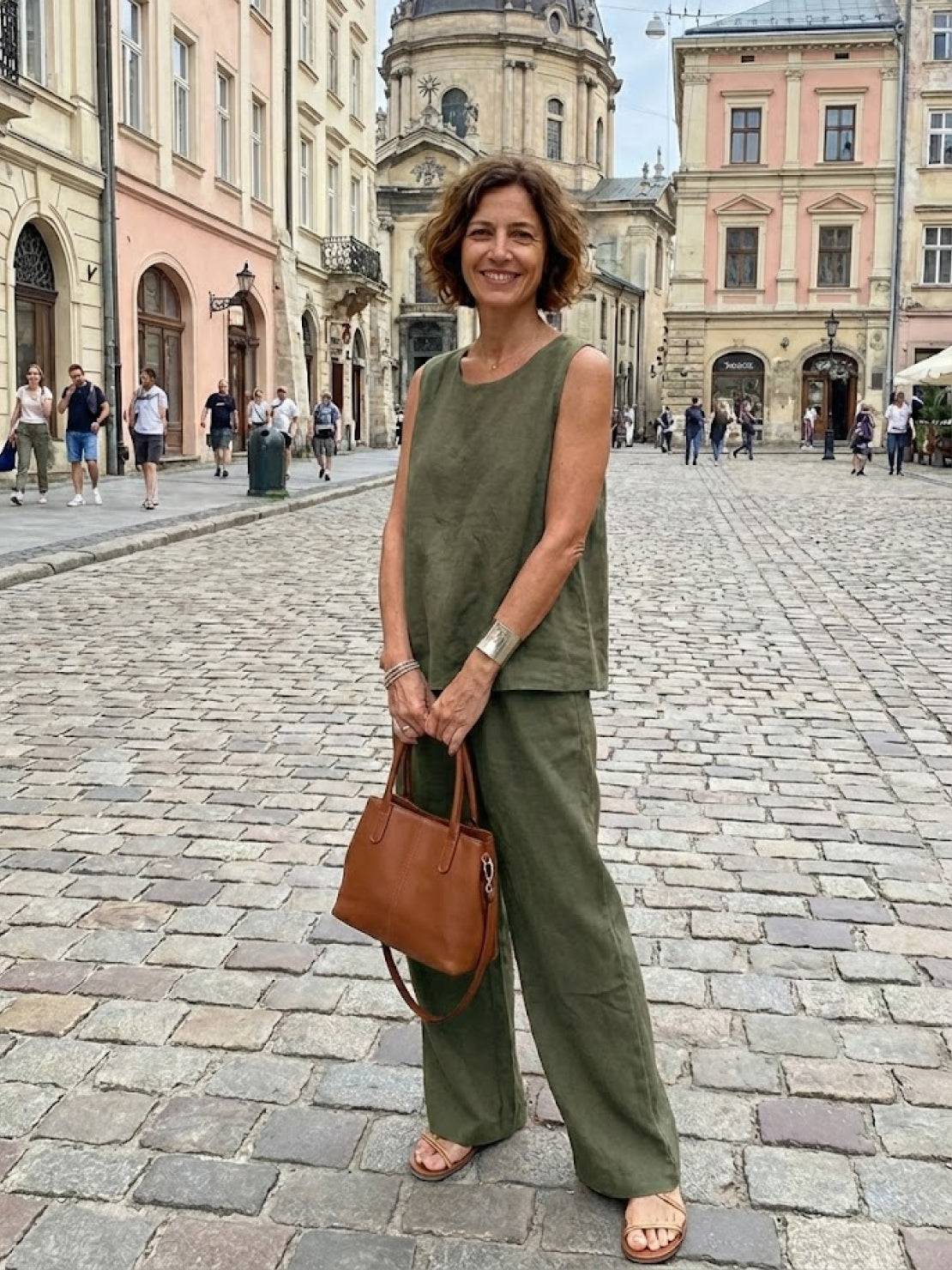 Olivia | Women's Sleeveless Tank Top and Wide-Leg Pants Set