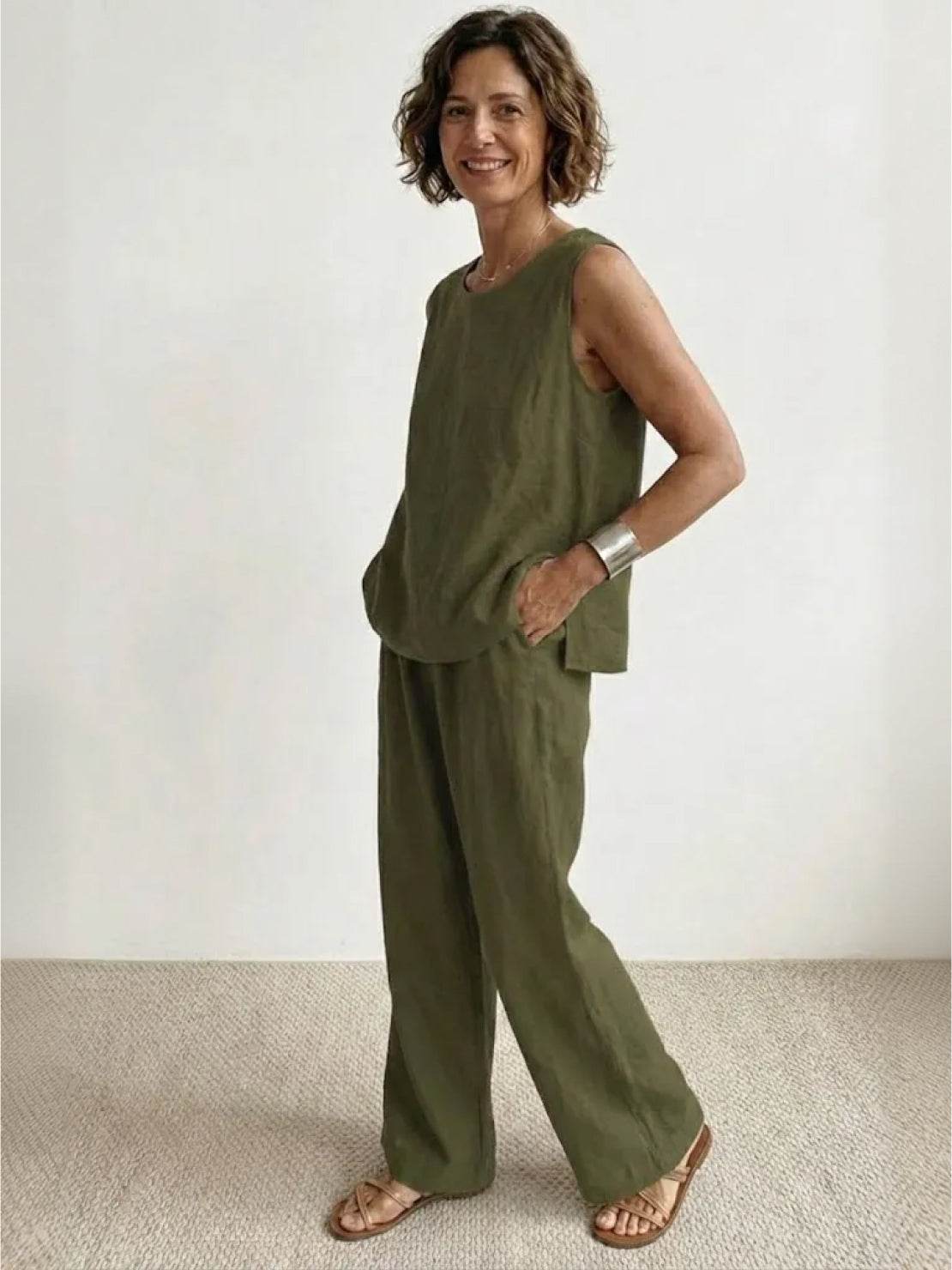 Olivia | Women's Sleeveless Tank Top and Wide-Leg Pants Set