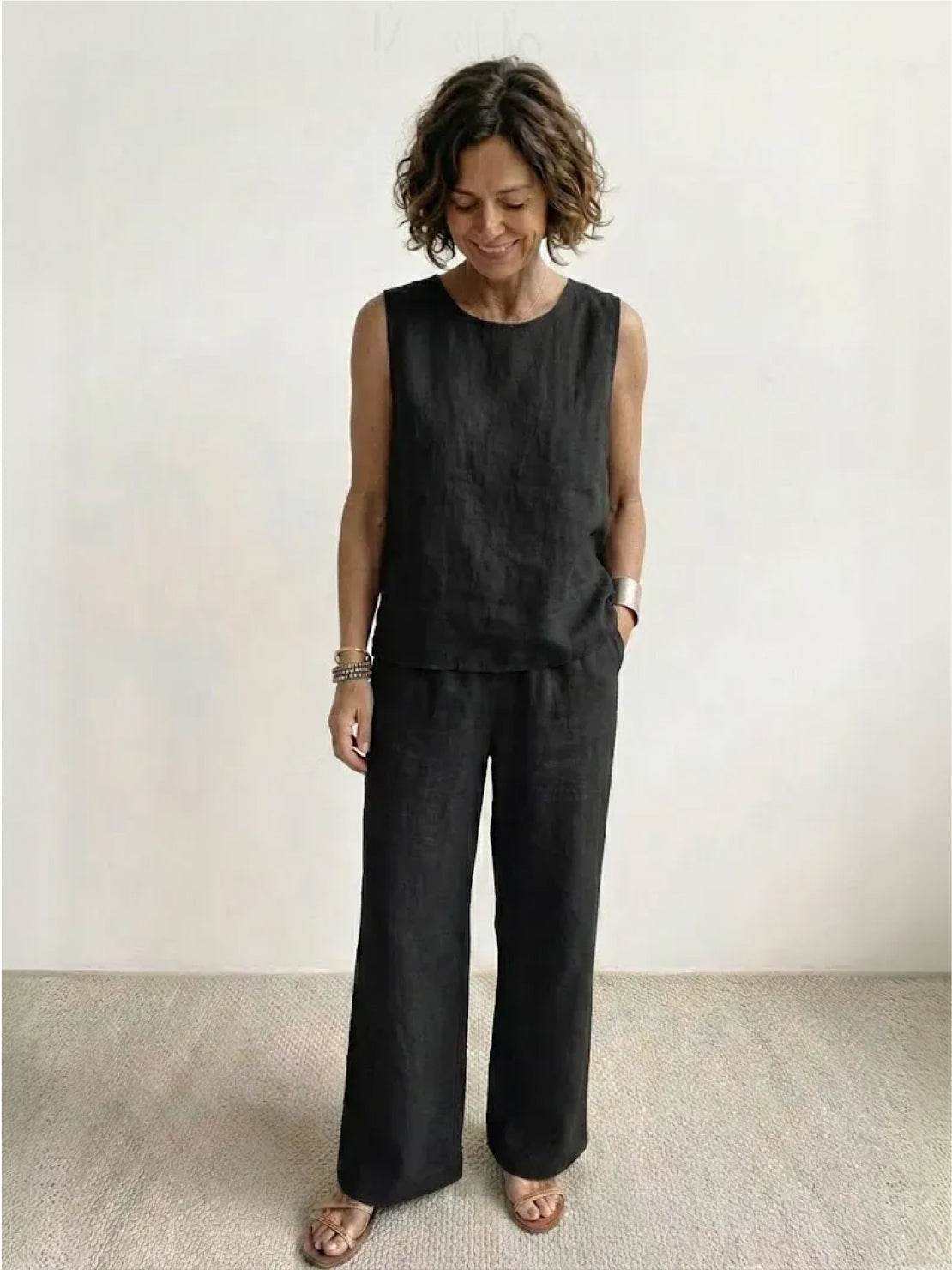 Olivia | Women's Sleeveless Tank Top and Wide-Leg Pants Set