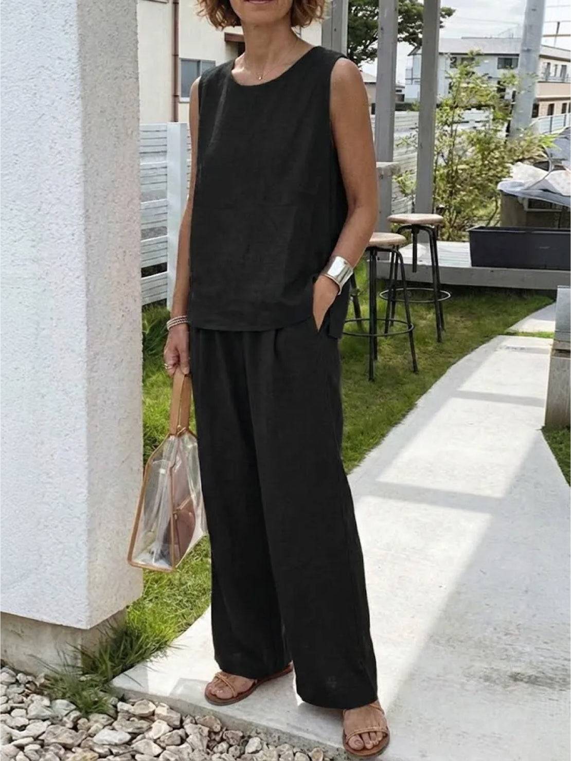 Olivia | Women's Sleeveless Tank Top and Wide-Leg Pants Set