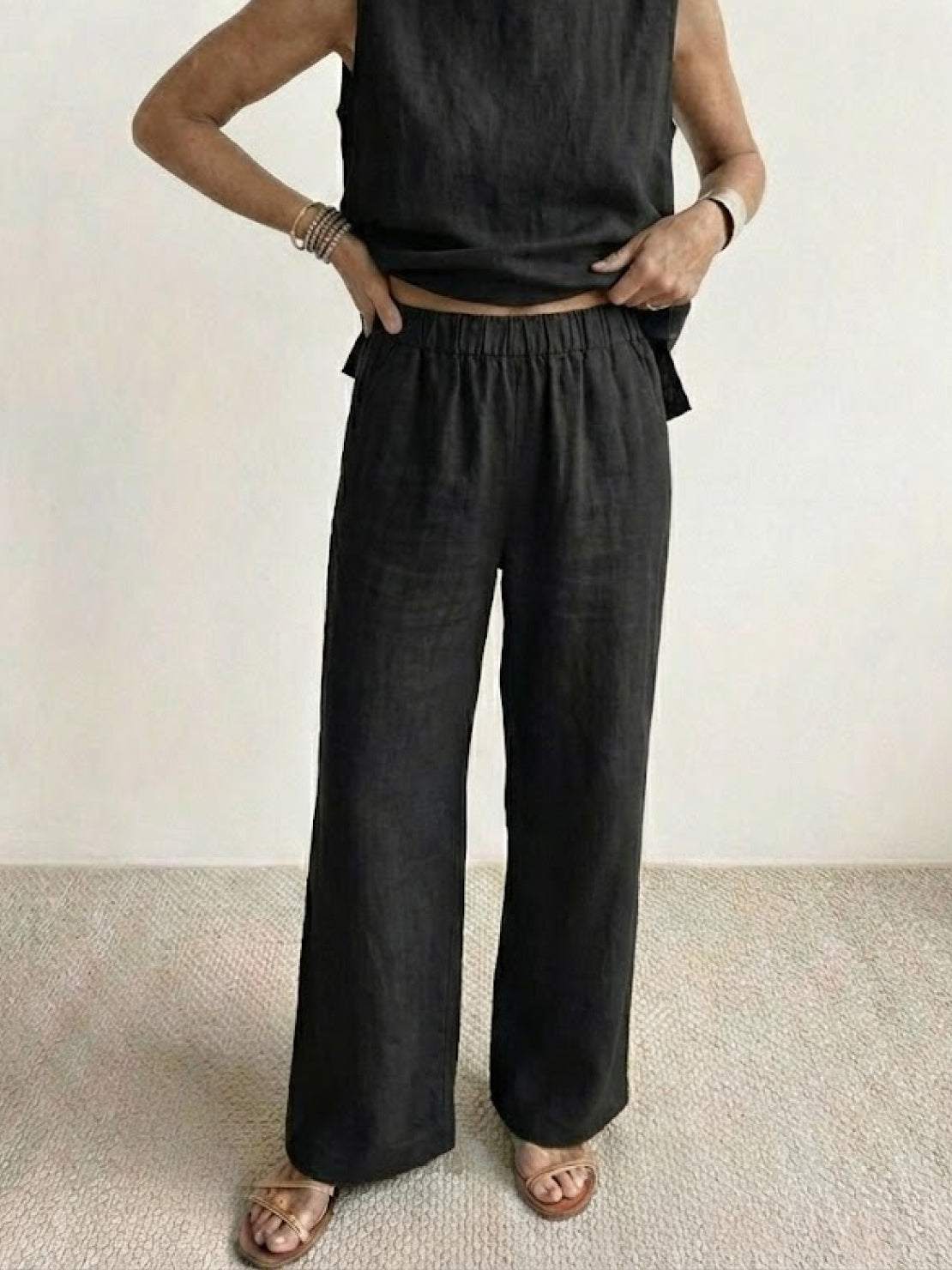 Olivia | Women's Sleeveless Tank Top and Wide-Leg Pants Set