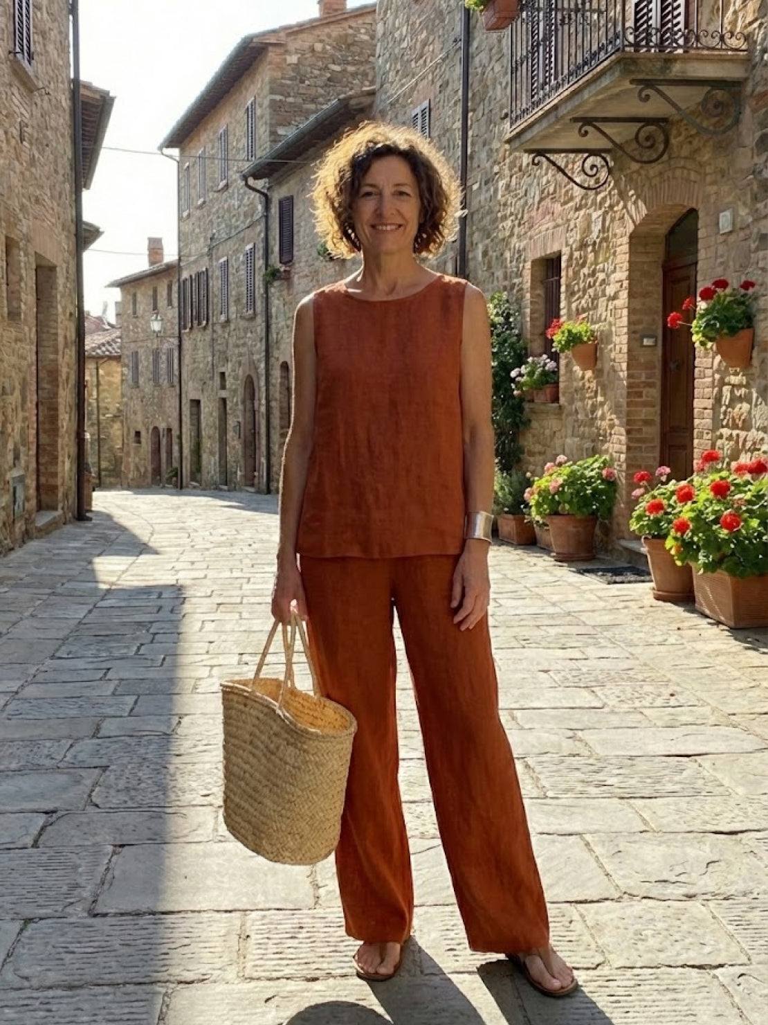Olivia | Women's Sleeveless Tank Top and Wide-Leg Pants Set