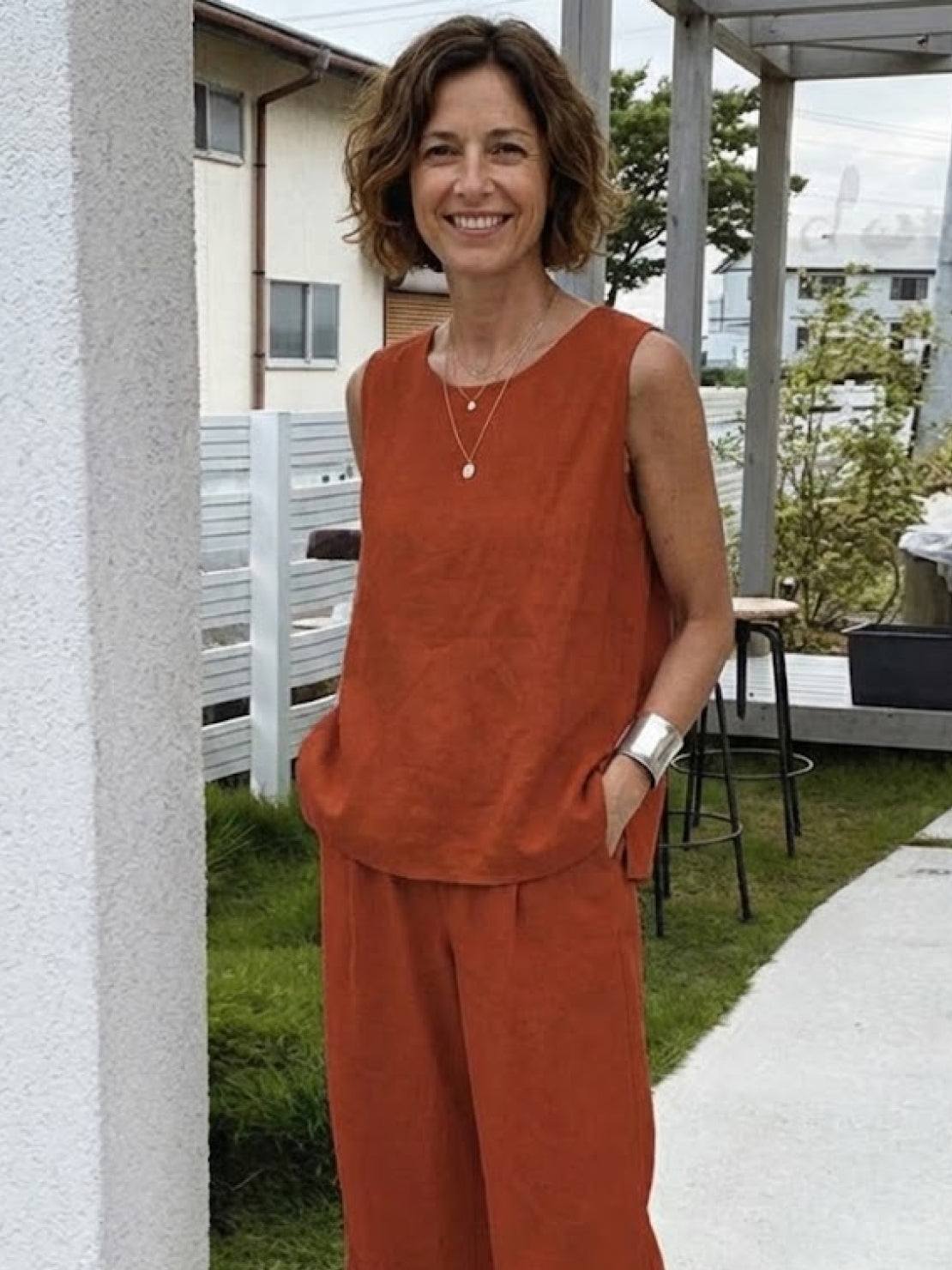 Olivia | Women's Sleeveless Tank Top and Wide-Leg Pants Set