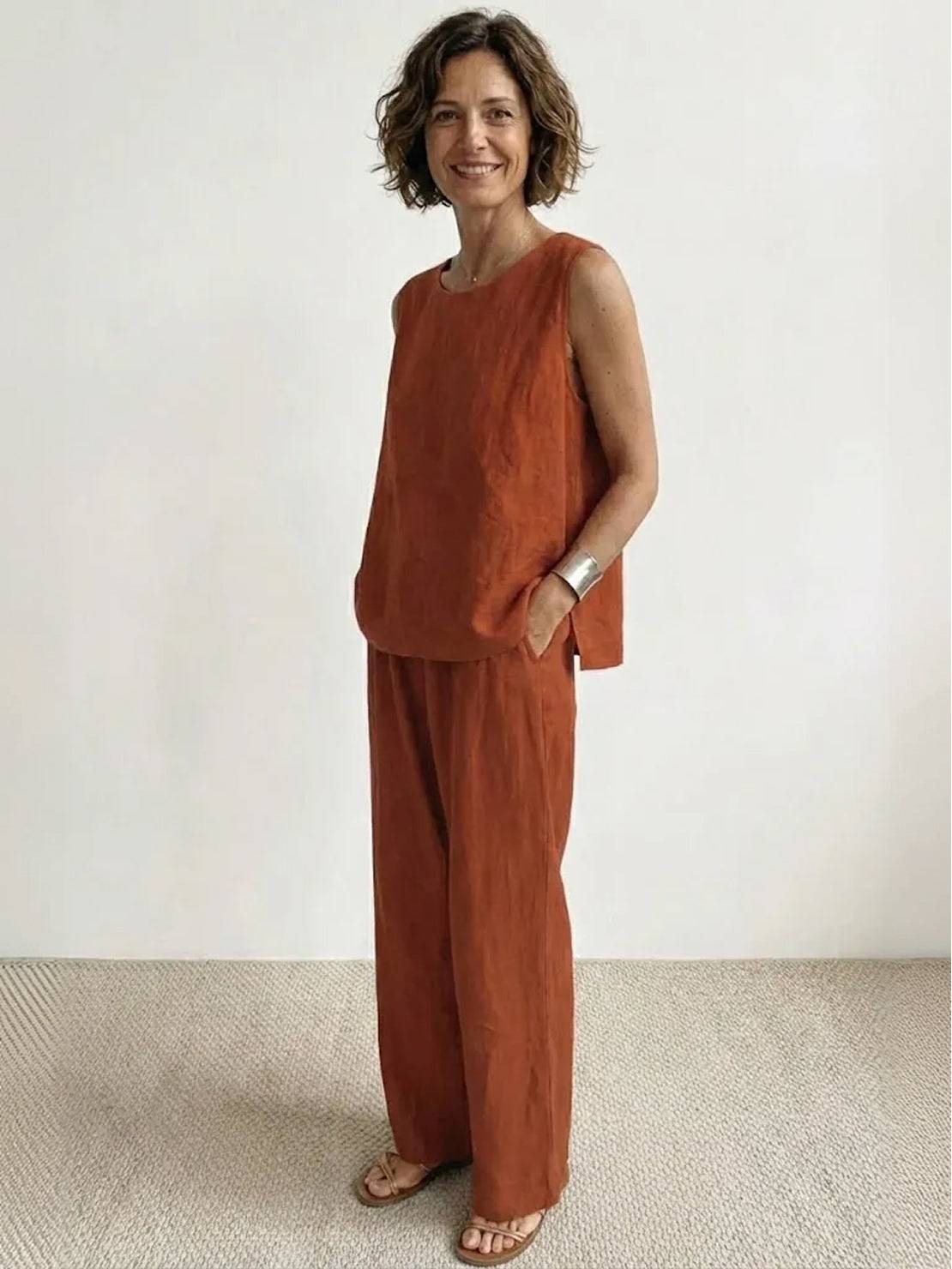 Olivia | Women's Sleeveless Tank Top and Wide-Leg Pants Set