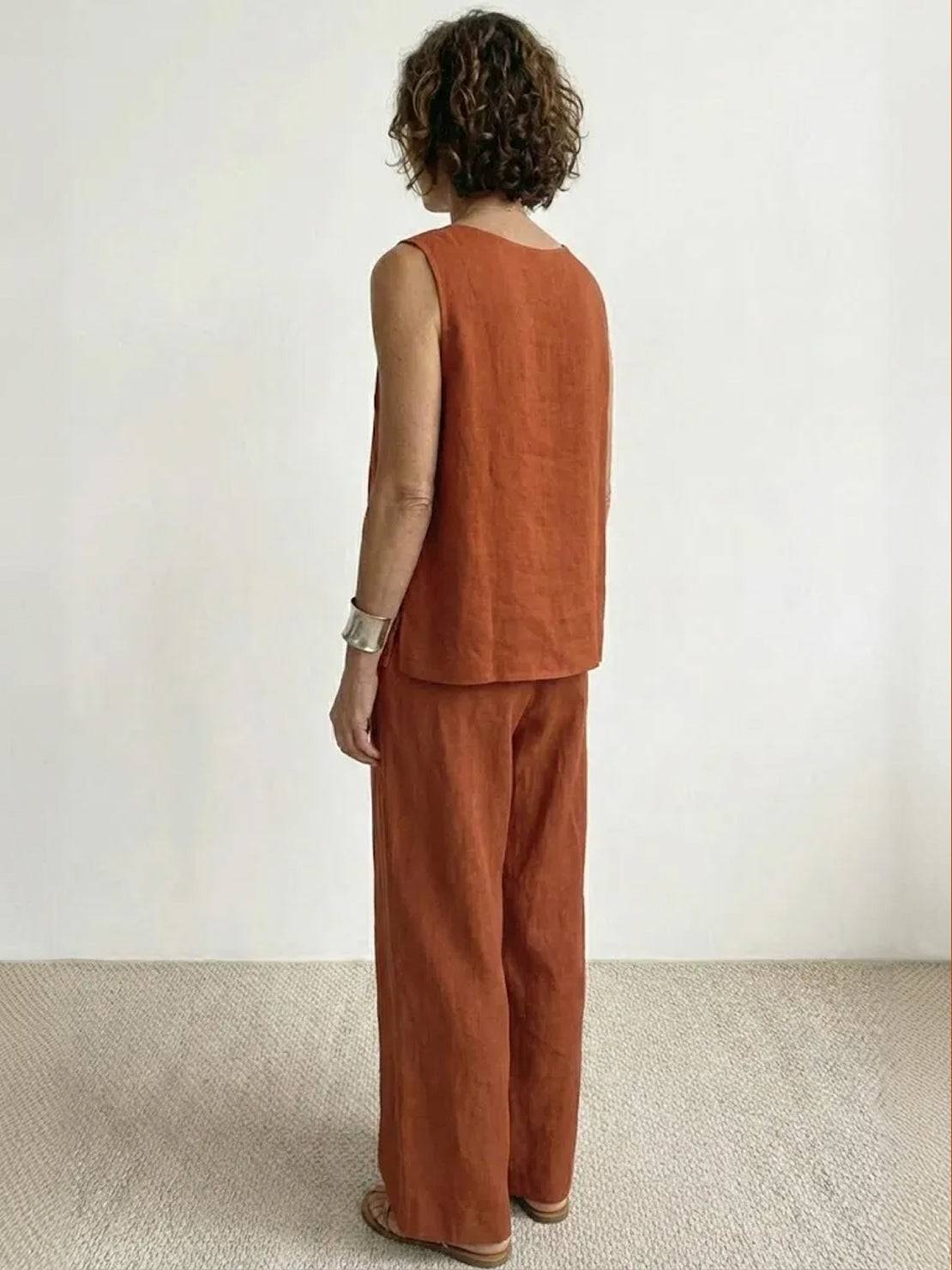 Olivia | Women's Sleeveless Tank Top and Wide-Leg Pants Set
