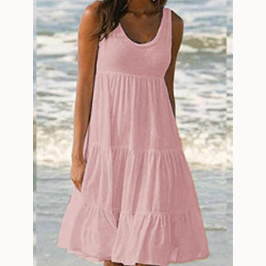 Luna | Women's Sleeveless Tiered Midi Dress Boho Summer