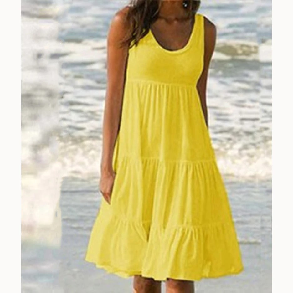 Luna | Women's Sleeveless Tiered Midi Dress Boho Summer