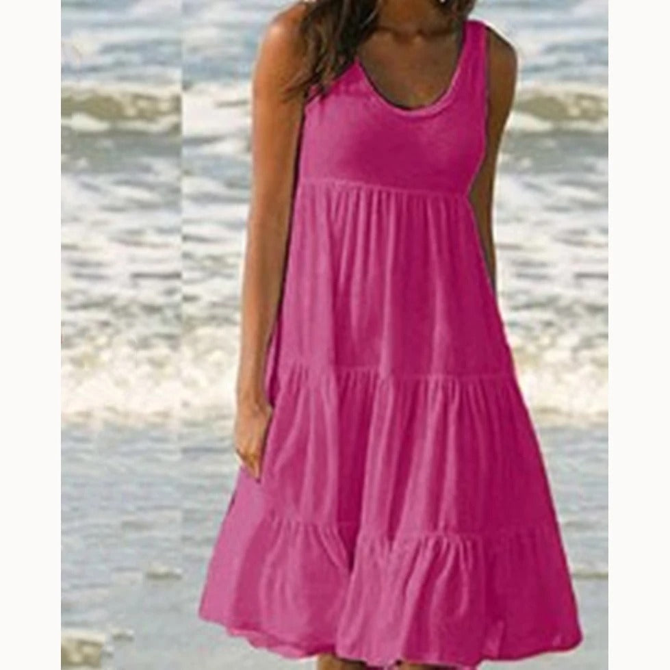Luna | Women's Sleeveless Tiered Midi Dress Boho Summer