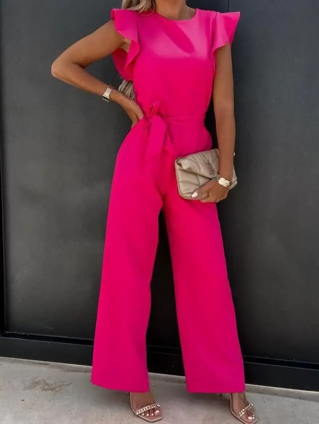 Miriam | Women's Flutter Sleeve Wide Leg Jumpsuit