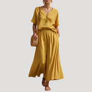 Natasha | Women's Button Front Midi Skirt Set