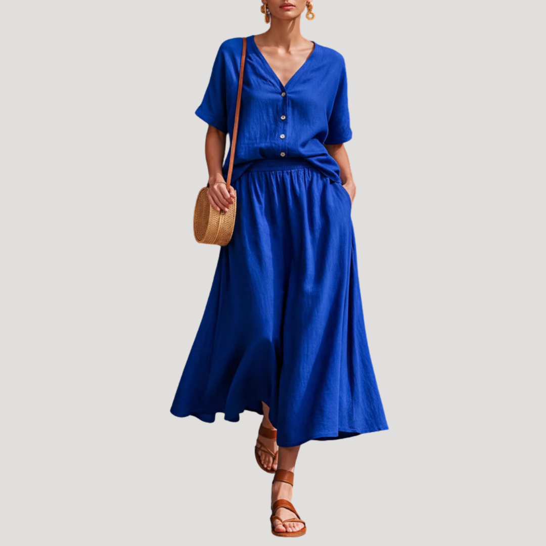 Natasha | Women's Button Front Midi Skirt Set
